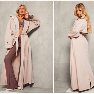 PLT Stone Faux Leather Maxi Trench Coat! NWT!